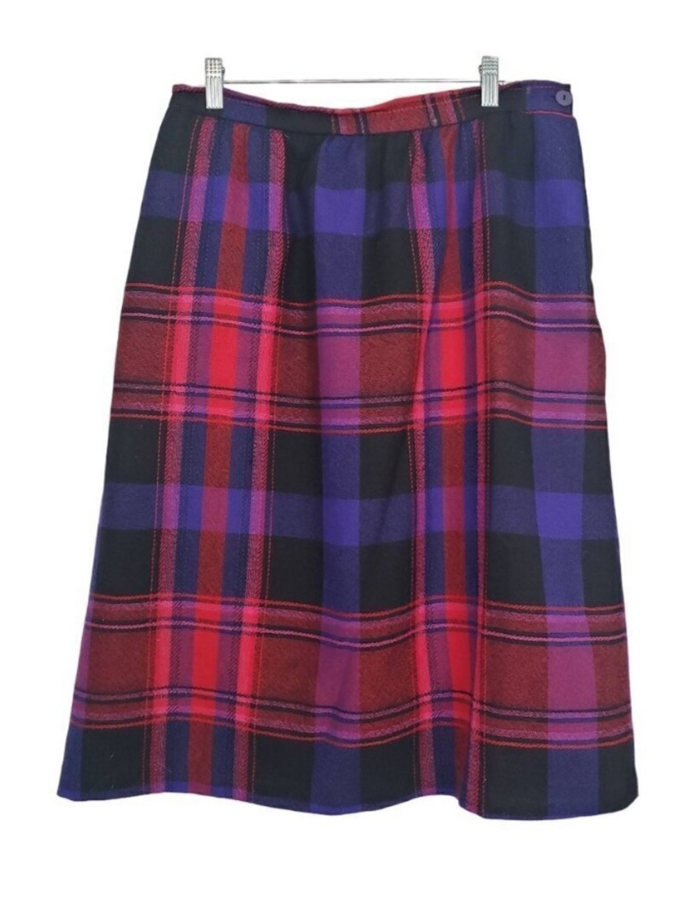 Plaid  Midi Skirt in Red and Purple